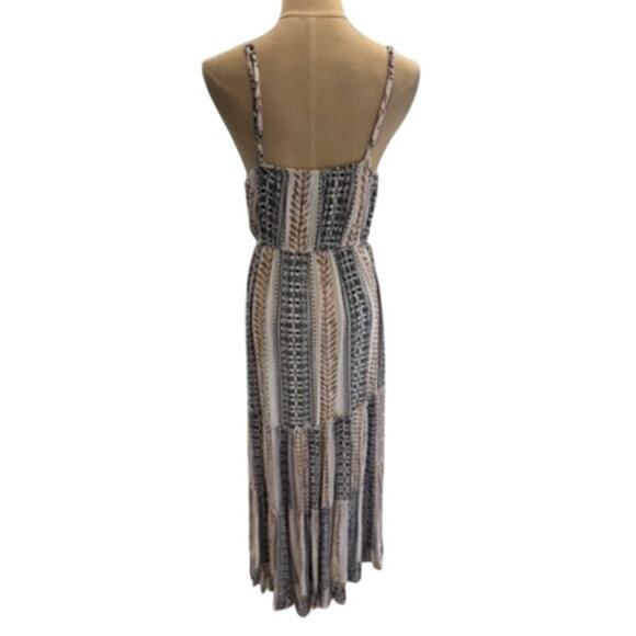 "ANGIE" Maxi Sundress SZ M Babydoll Summer Boho Layered Hippie Criss Cross Rayon - Picture 3 of 12